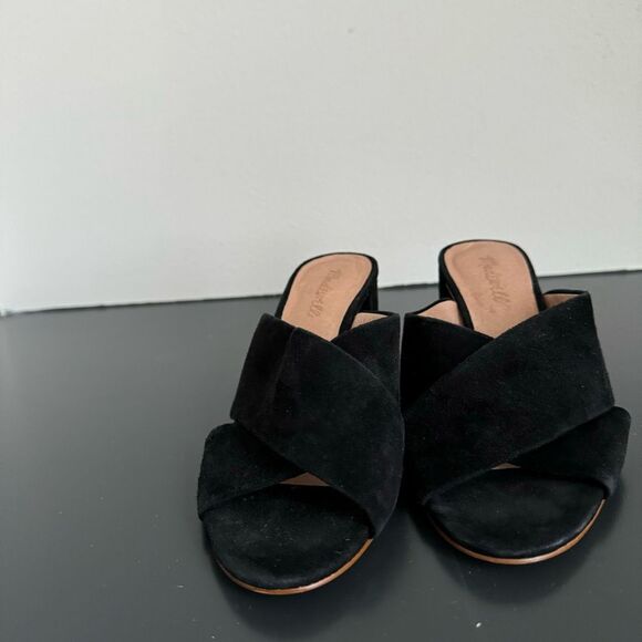 Madewell The Greer Mule Sandal Size 7.5 Black Comfort Suede Medium Block Heel - Picture 10 of 13